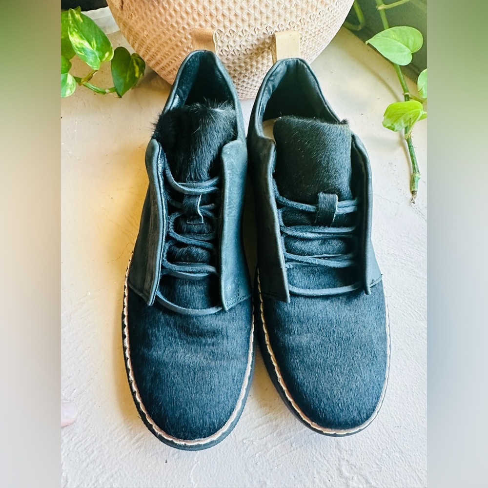Blackstone leather and calf hair lace up fashion sneaker Size 37/US 7 NEW
